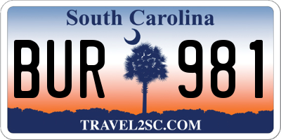 SC license plate BUR981