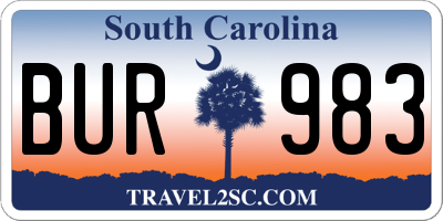 SC license plate BUR983