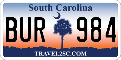SC license plate BUR984