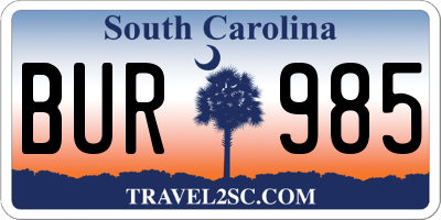 SC license plate BUR985