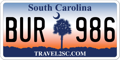 SC license plate BUR986