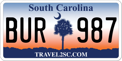 SC license plate BUR987