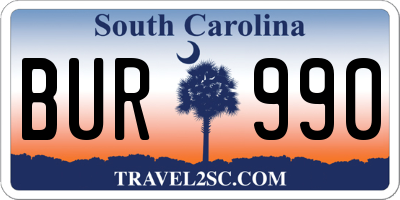 SC license plate BUR990
