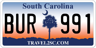 SC license plate BUR991