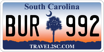SC license plate BUR992