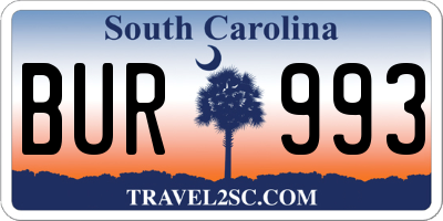 SC license plate BUR993