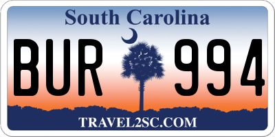 SC license plate BUR994