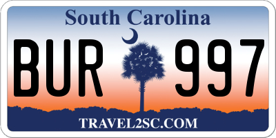 SC license plate BUR997