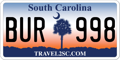 SC license plate BUR998