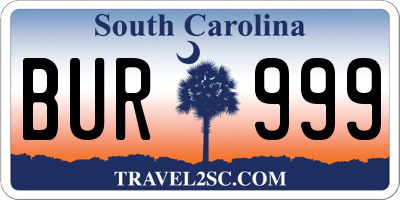 SC license plate BUR999