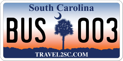 SC license plate BUS003