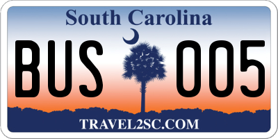 SC license plate BUS005