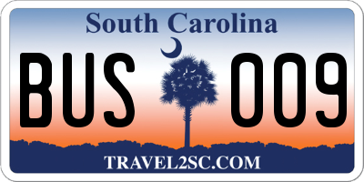 SC license plate BUS009