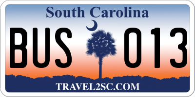 SC license plate BUS013