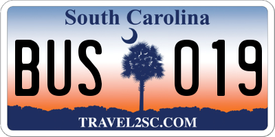 SC license plate BUS019