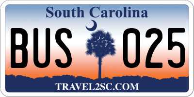 SC license plate BUS025