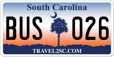 SC license plate BUS026