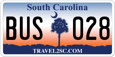SC license plate BUS028