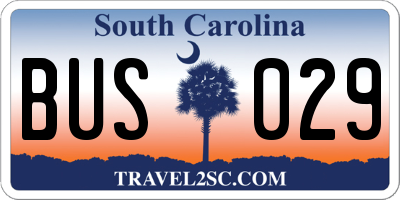 SC license plate BUS029