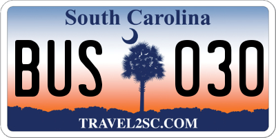 SC license plate BUS030