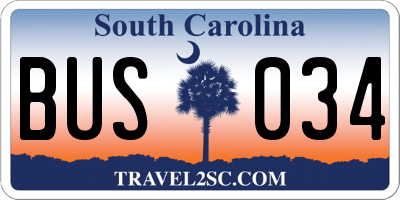 SC license plate BUS034