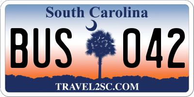 SC license plate BUS042