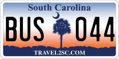 SC license plate BUS044