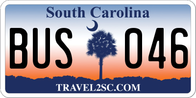 SC license plate BUS046