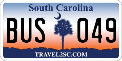 SC license plate BUS049