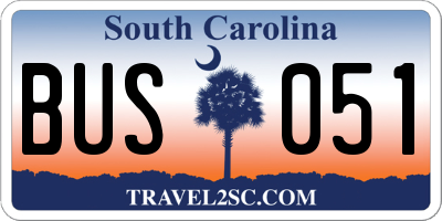 SC license plate BUS051