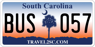 SC license plate BUS057