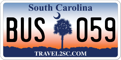 SC license plate BUS059