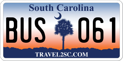 SC license plate BUS061