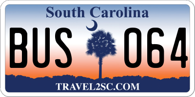 SC license plate BUS064