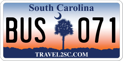 SC license plate BUS071