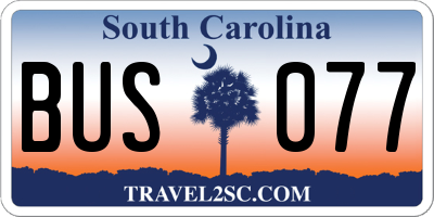 SC license plate BUS077