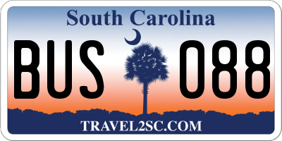 SC license plate BUS088