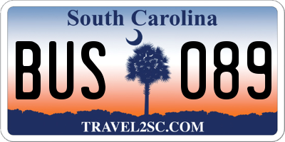 SC license plate BUS089