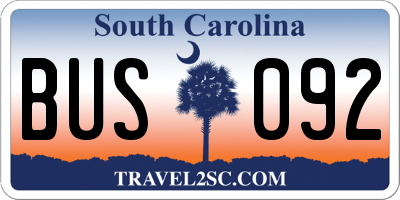 SC license plate BUS092