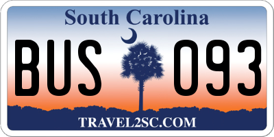SC license plate BUS093