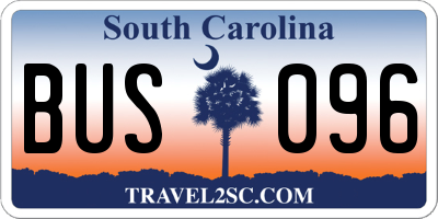 SC license plate BUS096