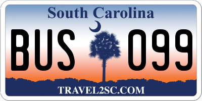 SC license plate BUS099