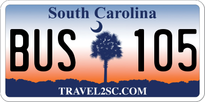SC license plate BUS105