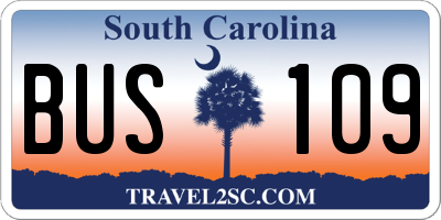 SC license plate BUS109