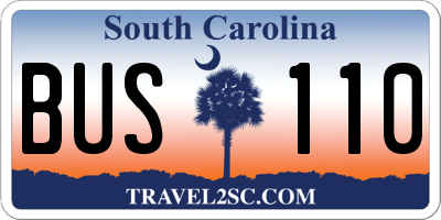 SC license plate BUS110