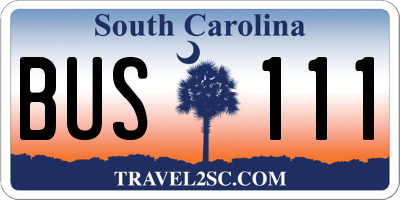 SC license plate BUS111