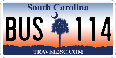 SC license plate BUS114