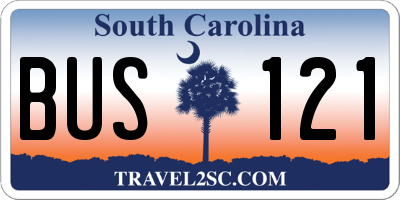 SC license plate BUS121