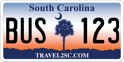 SC license plate BUS123