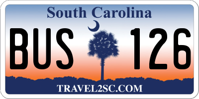 SC license plate BUS126